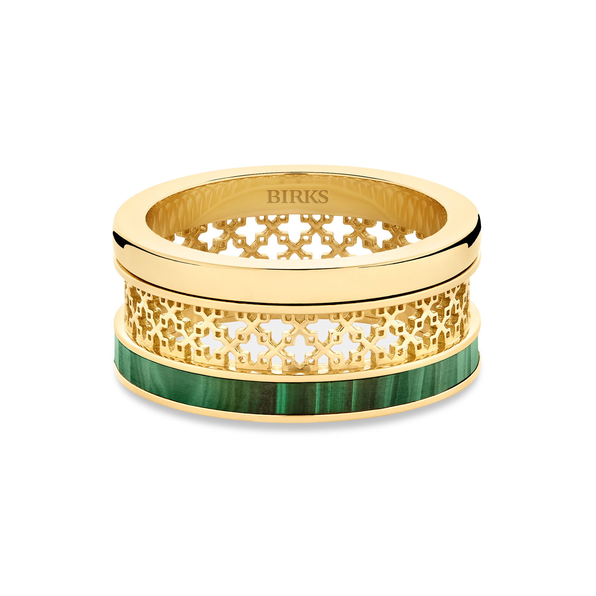 White gold malachite store ring